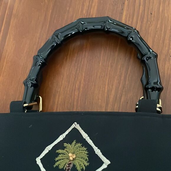 Summer Fun Nylon Bag with Faux Black Bamboo Handles - Picture 3 of 6